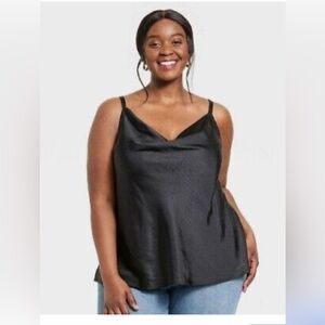 NWT Ava & Viv Black Satin Camisole. Size XXL